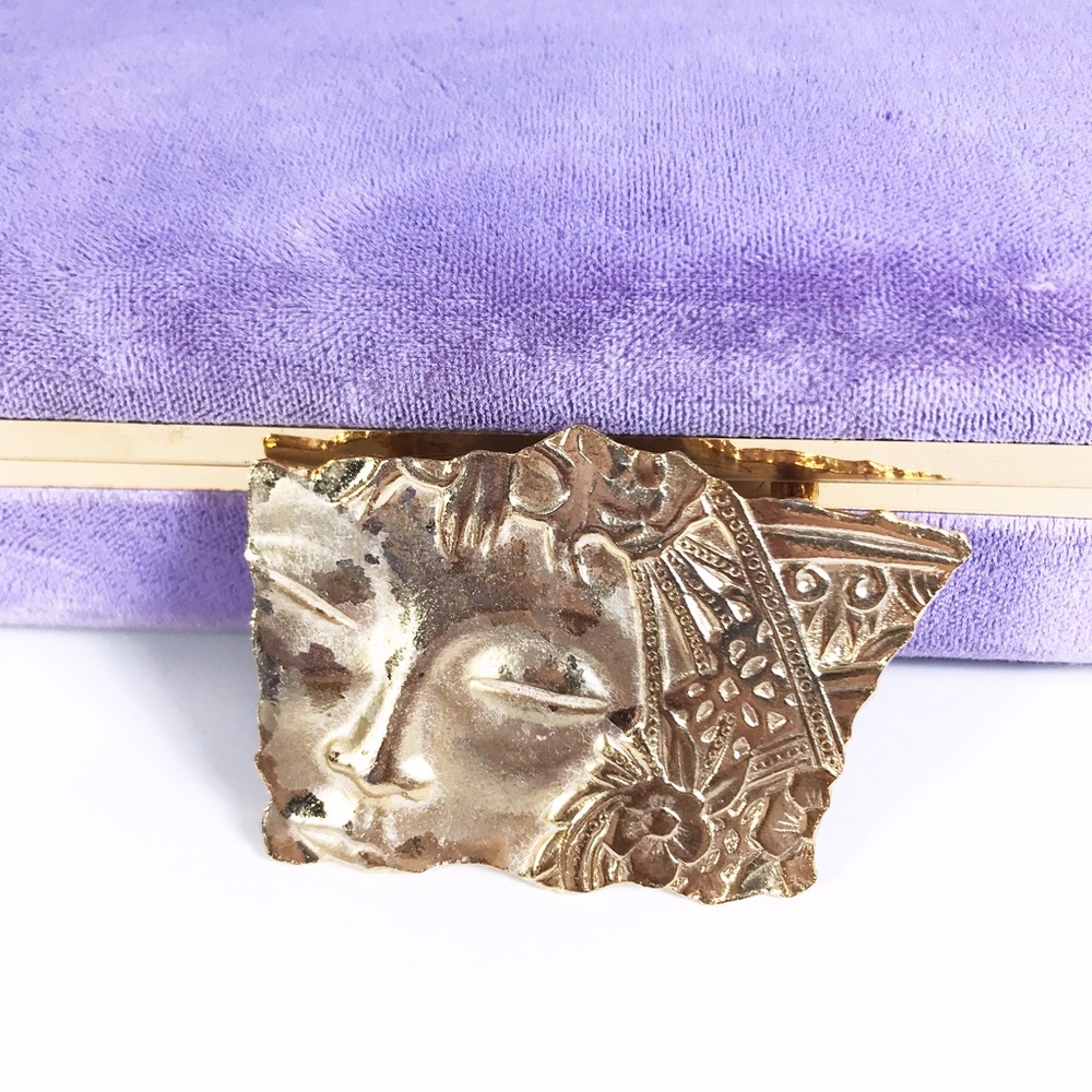 JJ Jonette Goldtone face Asian geisha pin brooch